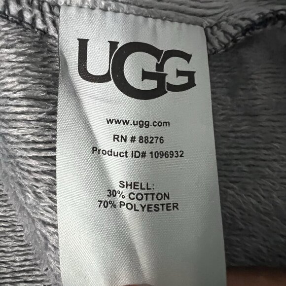 UGG Women's Gray Robe Sz M Soft Fleece Lined Shawl Collar Lounge Bathrobe Belted - Picture 7 of 9